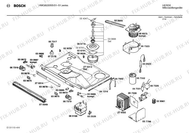 Взрыв-схема микроволновой печи Bosch HMG8220SS - Схема узла 04