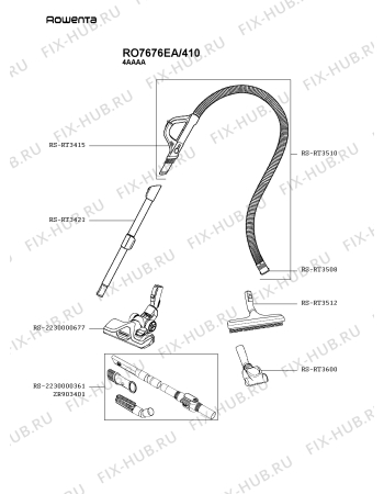 Схема №3 RO7676EA/410 с изображением Рукоятка для электропылесоса Rowenta RS-2230000780