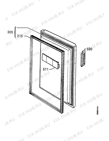 Взрыв-схема холодильника Zanussi ZVF120R - Схема узла Door 003