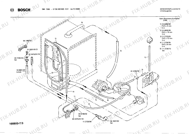 Взрыв-схема посудомоечной машины Bosch 0730300520 SMI7300 - Схема узла 03