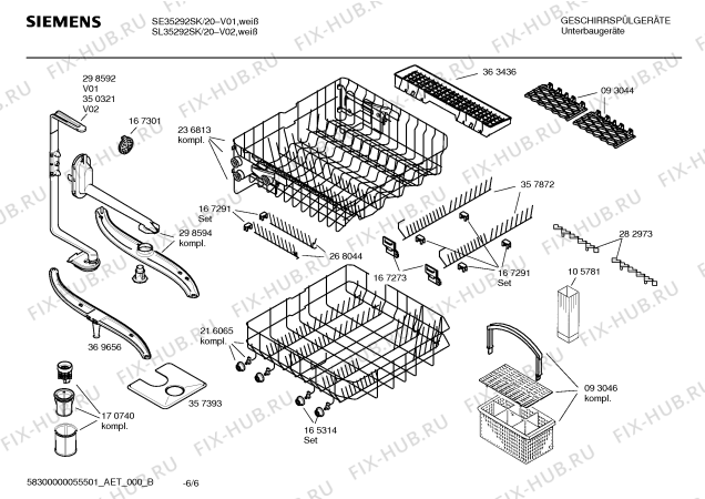 Схема №4 SE35292SK с изображением Инструкция по эксплуатации для посудомоечной машины Siemens 00583771