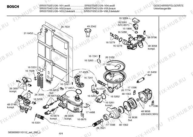 Схема №3 SRI55T05EU Silence comfort с изображением Краткая инструкция для электропосудомоечной машины Bosch 00692194