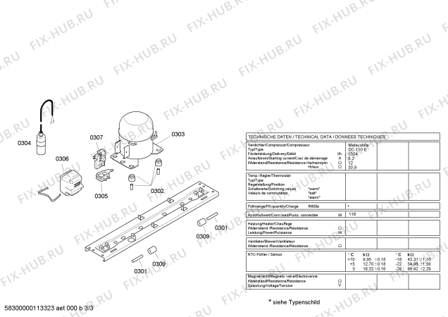 Схема №3 GSD26410NE с изображением Компрессор для холодильника Bosch 00144252