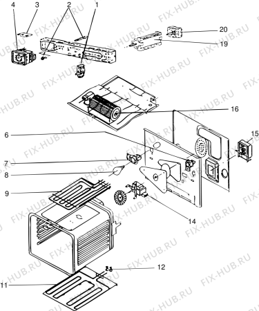 Взрыв-схема плиты (духовки) SCHOLTES FTA4TA (F010485) - Схема узла