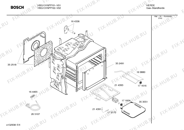 Взрыв-схема плиты (духовки) Bosch HSG131NPP - Схема узла 04