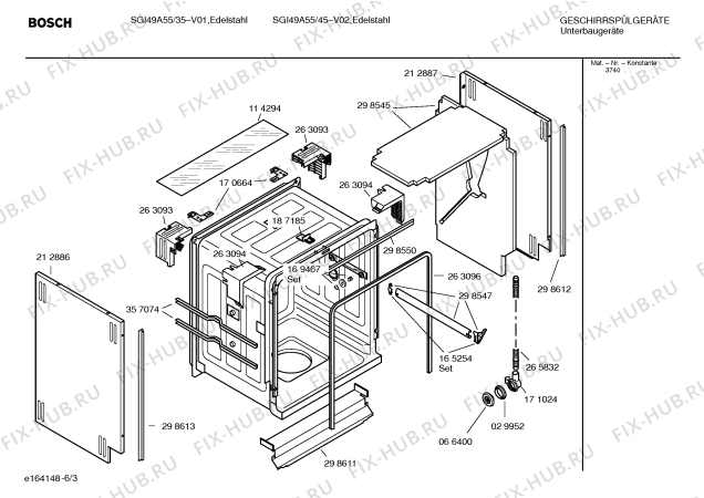 Взрыв-схема посудомоечной машины Bosch SGI49A55 Silence comfort - Схема узла 03