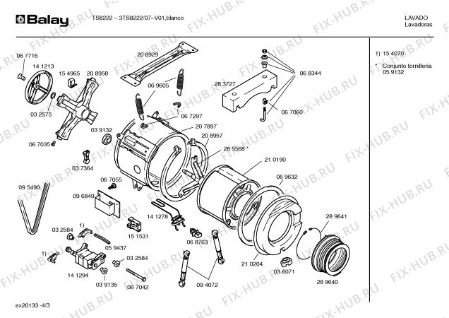 Взрыв-схема стиральной машины Balay 3TS8222 - Схема узла 03