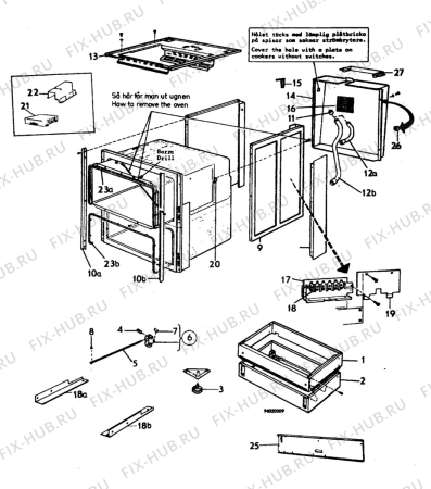 Взрыв-схема плиты (духовки) Elektro Helios SG680 - Схема узла H10 Chassis