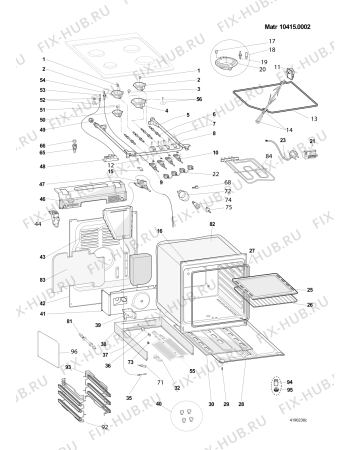 Взрыв-схема плиты (духовки) Hotpoint-Ariston C34SG1WUAHA (F071542) - Схема узла