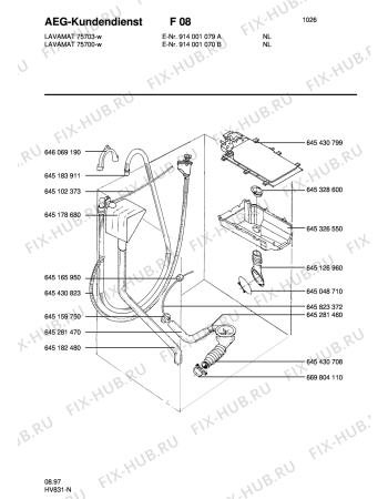 Взрыв-схема стиральной машины Aeg LAV75700 UPDATE - Схема узла Water equipment