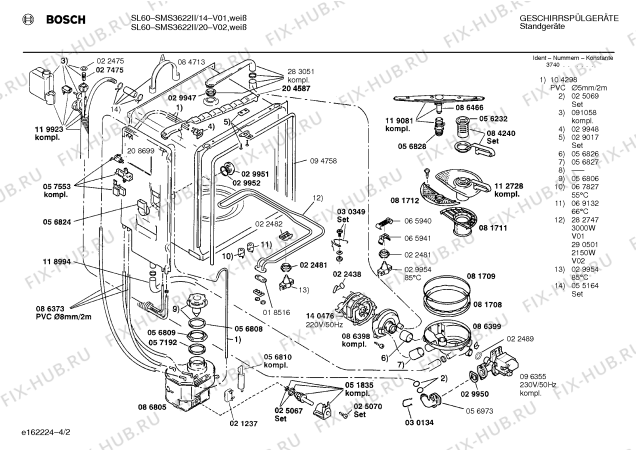 Схема №1 SMS3622II с изображением Передняя панель для посудомойки Bosch 00287115