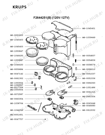 Взрыв-схема кофеварки (кофемашины) Krups F2644251(B) - Схема узла XP001605.3P2