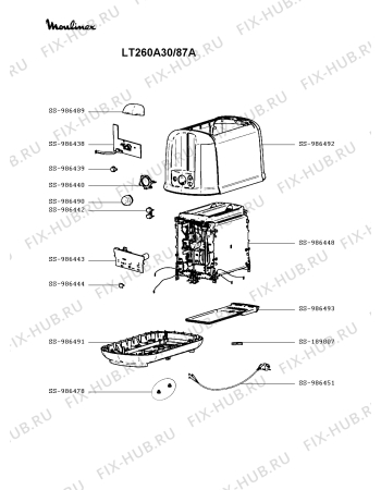 Схема №1 LT260A30/87A с изображением Клавиша для электротостера Moulinex SS-986490