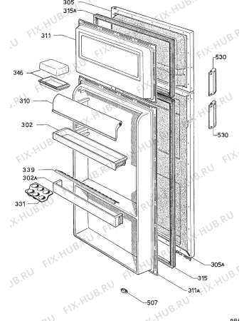 Взрыв-схема холодильника Zanussi Z626/6-3D - Схема узла Door 003