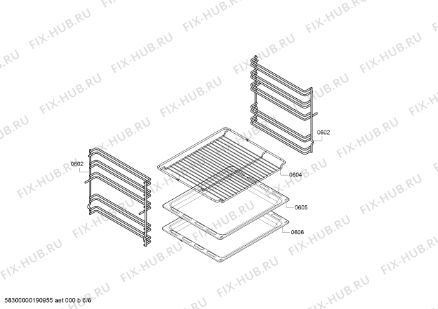 Взрыв-схема плиты (духовки) Bosch HCA422120U - Схема узла 06