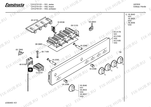 Схема №2 CH12720 с изображением Ручка управления духовкой для плиты (духовки) Bosch 00182646