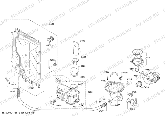 Взрыв-схема посудомоечной машины Bosch SMU58L35SK SilencePlus - Схема узла 04