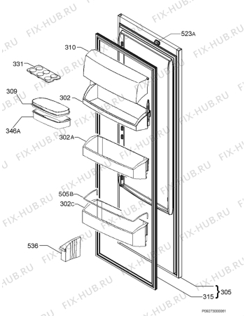 Взрыв-схема холодильника Aeg Electrolux S70338KA1 - Схема узла Door 003