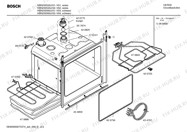 Взрыв-схема плиты (духовки) Bosch HBN230560J - Схема узла 03