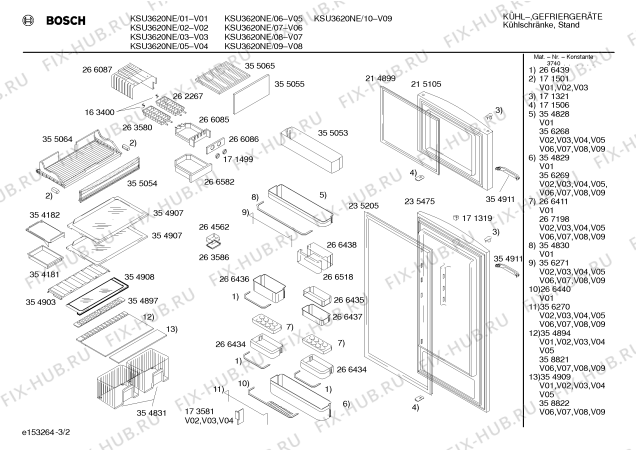 Схема №2 KSU3620NE с изображением Дверь для холодильной камеры Bosch 00235475