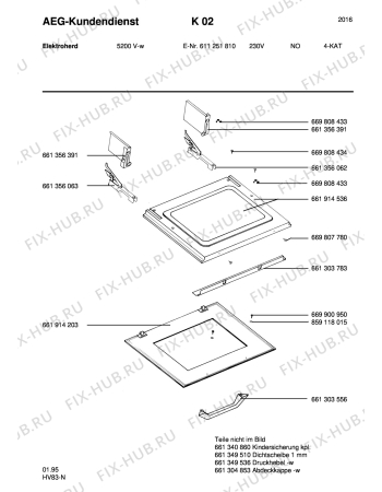 Взрыв-схема плиты (духовки) Aeg 5200V-W N - Схема узла Section3