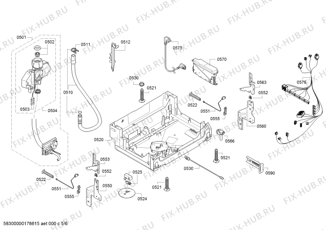 Взрыв-схема посудомоечной машины Siemens SN65D080EU - Схема узла 05