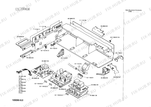 Взрыв-схема стиральной машины Bosch 0722044306 V710 - Схема узла 02