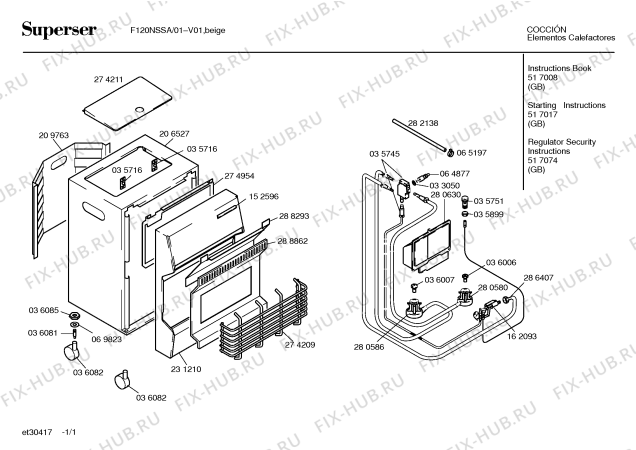 Схема №1 F120NSSA F120NS с изображением Декоративная панель для электрообогревателя Bosch 00152596