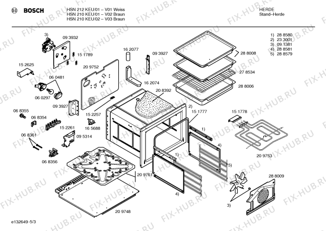 Схема №5 HSN202BEU с изображением Ручка управления духовкой для электропечи Bosch 00167159