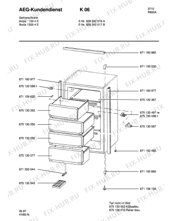 Взрыв-схема холодильника Aeg ARC1302-4 E - Схема узла Housing 001