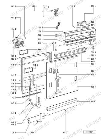 Взрыв-схема посудомоечной машины Whirlpool ADG 995 IX - Схема узла