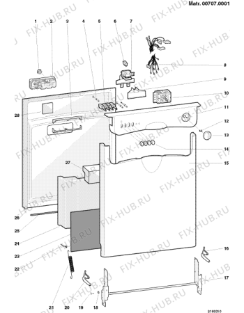Схема №1 DA635SP (F025821) с изображением Панель управления для посудомойки Indesit C00091252