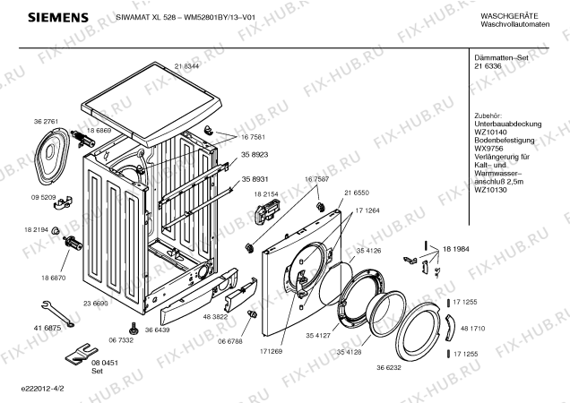 Схема №3 WM52801BY SIWAMAT XL528 с изображением Инструкция по установке и эксплуатации для стиральной машины Siemens 00583300