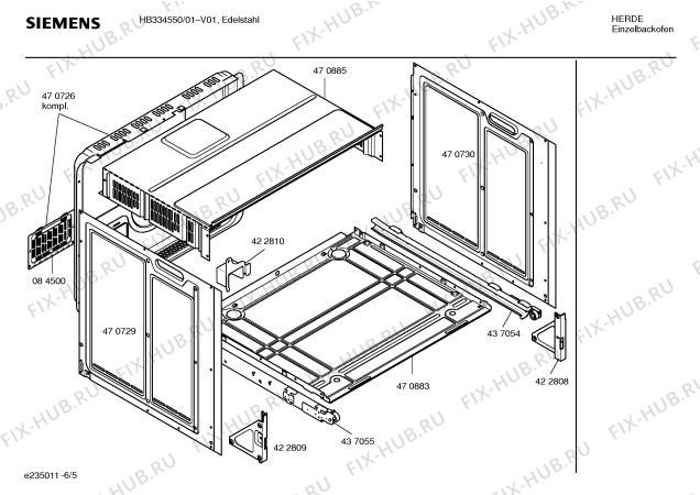 Взрыв-схема плиты (духовки) Siemens HB334550 - Схема узла 05