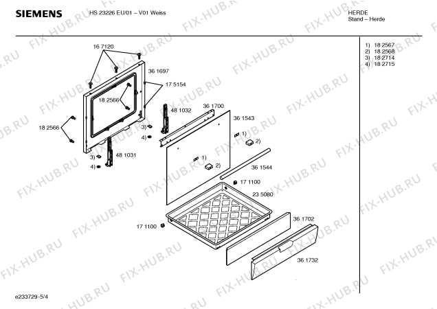 Схема №3 HS23226EU с изображением Инструкция по эксплуатации для плиты (духовки) Siemens 00528626
