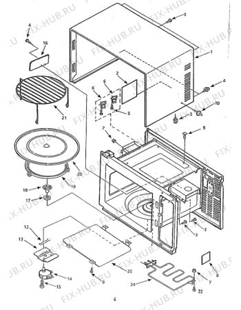 Взрыв-схема микроволновой печи Elektro Helios ME205-3 - Схема узла Oven body