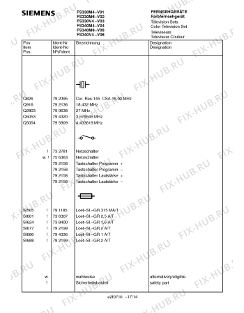 Взрыв-схема телевизора Siemens FS340V4 - Схема узла 14