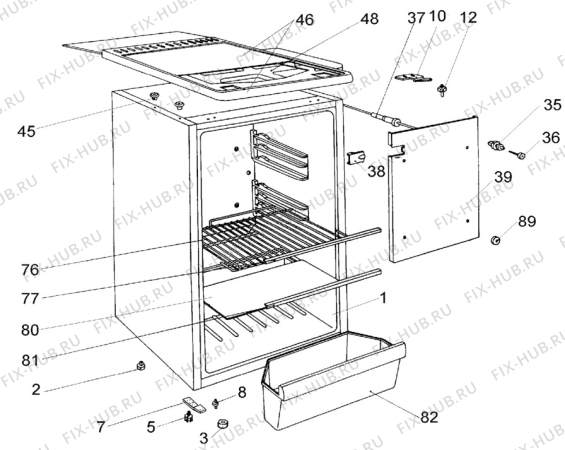Взрыв-схема холодильника Arthurmartinelux ART1643 - Схема узла Housing 001