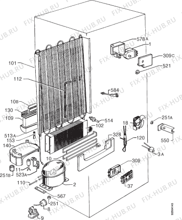Взрыв-схема холодильника Aeg S3092-4I - Схема узла Cooling system 017