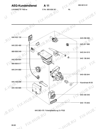 Взрыв-схема стиральной машины Aeg LAVREGINA 1400W - Схема узла Electrical equipment 268