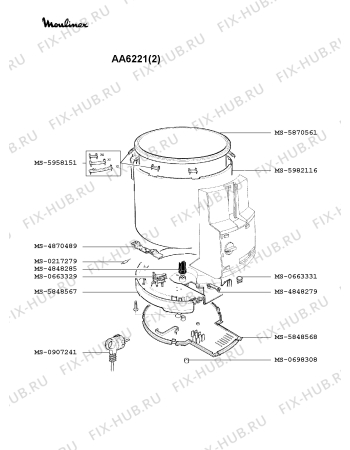 Взрыв-схема тостера (фритюрницы) Moulinex AA6221(2) - Схема узла 2P002502.2P2