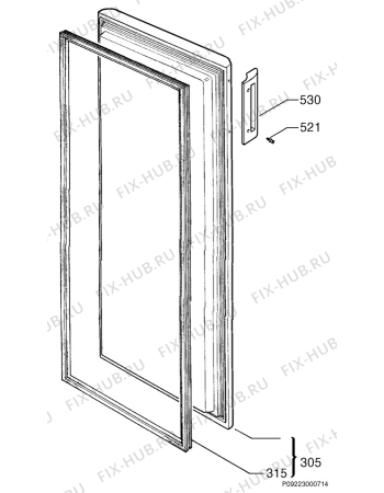 Взрыв-схема холодильника Husqvarna Electrolux QT60W - Схема узла Door 003