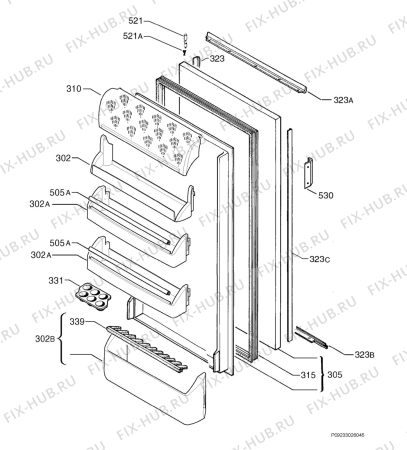 Взрыв-схема холодильника Rex Electrolux FP160A+ - Схема узла Door 003