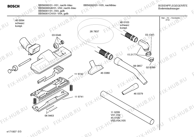 Взрыв-схема пылесоса Bosch BBS6000 ACTIVA 60 - Схема узла 03