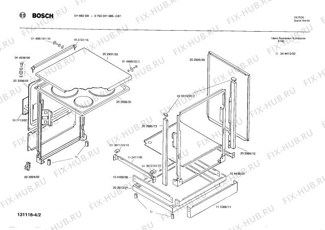 Взрыв-схема плиты (духовки) Bosch 0750041085 EH682SW - Схема узла 02