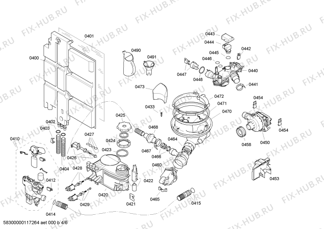 Взрыв-схема посудомоечной машины Siemens SE40T790SK - Схема узла 04