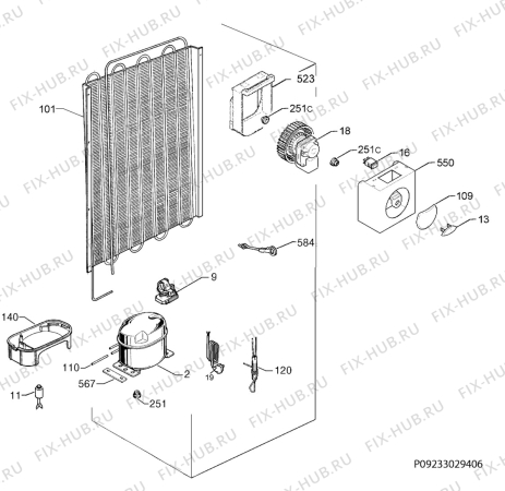 Взрыв-схема холодильника Rex Electrolux FI332VA+ - Схема узла Cooling system 017