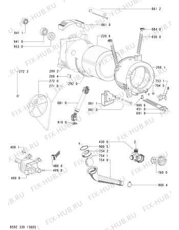 Схема №1 AWOD46057 (F091433) с изображением Инструкция по обслуживанию для стиральной машины Indesit C00366020