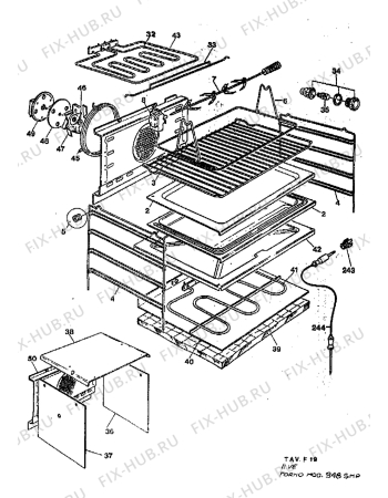 Взрыв-схема плиты (духовки) Zanussi BM94X - Схема узла Oven equipment