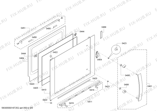 Схема №4 3HB539XI с изображением Фронтальное стекло для духового шкафа Bosch 00688360